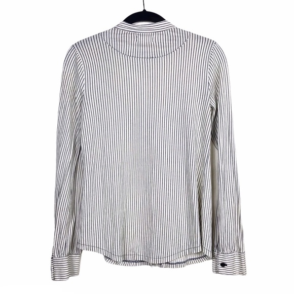 Silence & Noise Striped Pintuck Tab Sleeve Top S - Picture 5 of 7